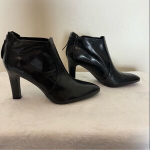 Franco Sarto Black Leather Ankle Booties Heeled Size 10